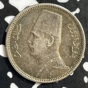 1929 Egypt 5 Piastres Lot#E3076 Silver! Nice!