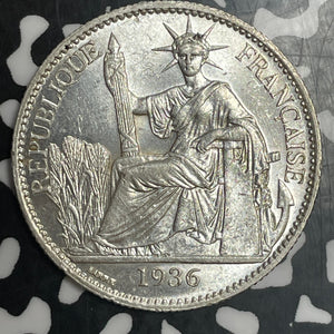 1936 French Indo-China 50 Cents Lot#T3585 Silver! High Grade! Beautiful!