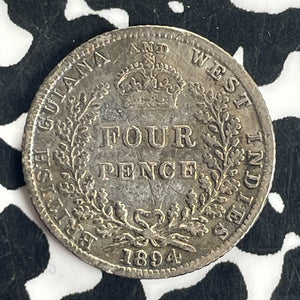 1894 British Guiana & West Indies 4 Pence Fourpence Lot#T8508-B Silver!
