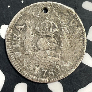 1769-Mo Mexico 1/2 Real Half Real Lot#T0085 Silver! Holed