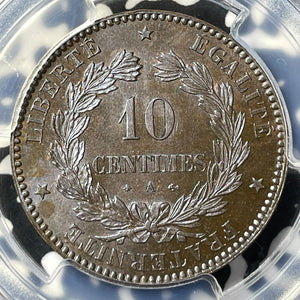 1871-A France 10 Centimes PCGS MS63BN Lot#G7270 Choice UNC! Petit 'A' Gad-265