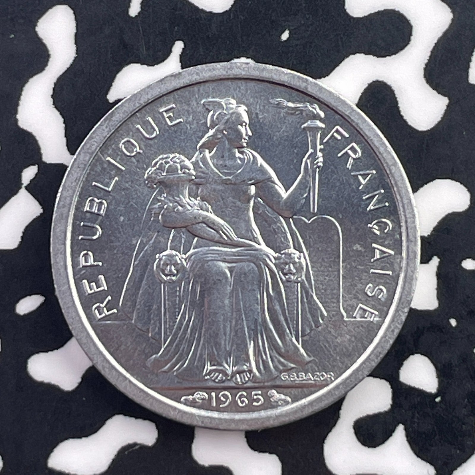 1965 French Polynesia 1 Franc Lot#C7257 High Grade! Beautiful!