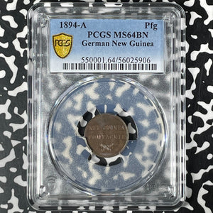 1894-A German New Guinea 1 Pfennig PCGS MS64BN Lot#G068 Choice UNC!