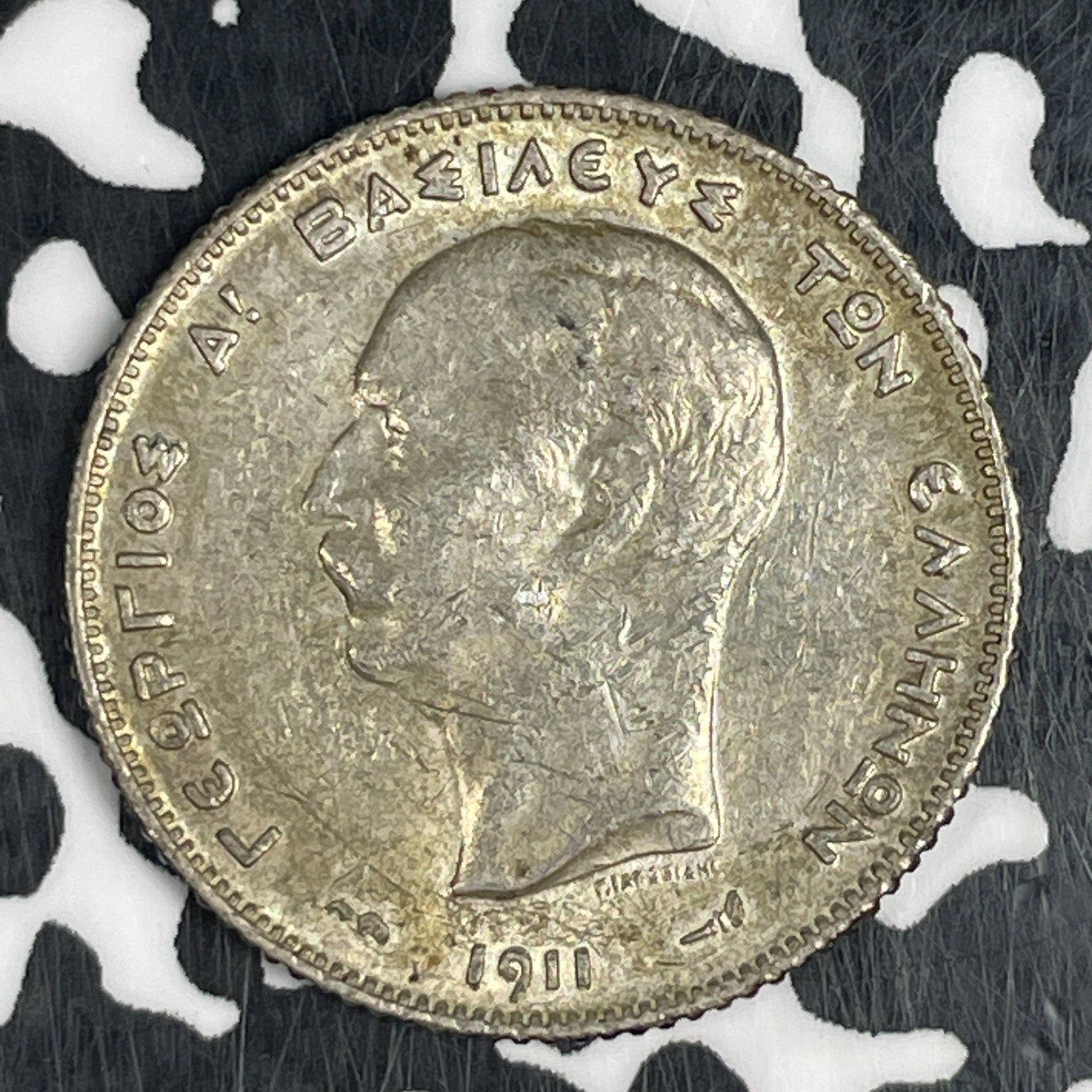 1911 Greece 1 Drachma Lot#JM0632 Silver! High Grade! Beautiful!