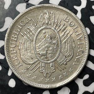 1899 Bolivia 50 Centavos Lot#E7230 Silver! Nice!