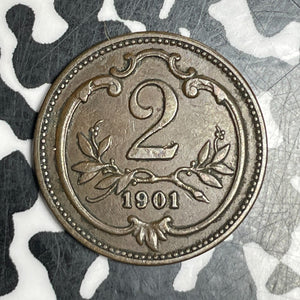 1901 Austria 2 Heller Lot#T6227 Better Date!
