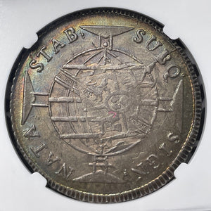 1816-R Brazil 960 Reis NGC Reverse Scratched-AU Details Lot#G7503 Large Silver!