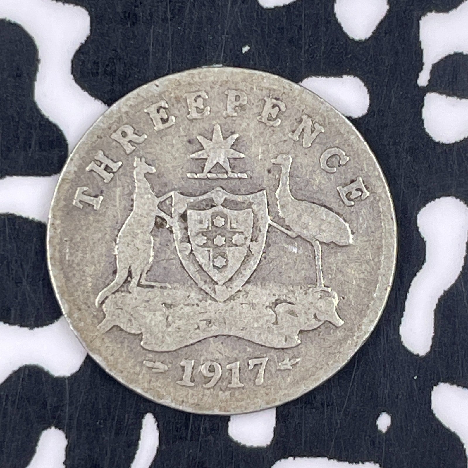 1917-M Australia 3 Pence Threepence Lot#F4279 Silver!