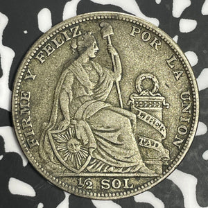 1923 Peru 1/2 Sol Half Sol Lot#E6499 Silver!