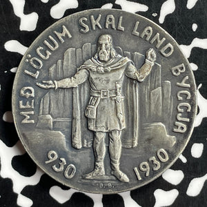 1930 Iceland Althing Millennium 5 Kronur Lot#JM9746 Silver! High Grade!