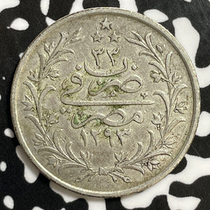 AH 1293 Year 33 (1907-H) Egypt 5 Qirsh Lot#E2774 Silver!