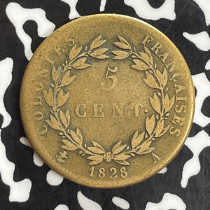 1828-A French Colonies 5 Centimes Lot#T8128