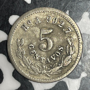 1880-Ho A Mexico 5 Centavos Lot#T6184 Silver! Scarce!