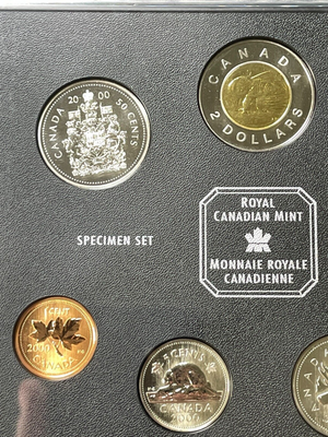 2000 Canada 7x Coin Specimen Set Lot#B2318 With Case & C.O.A.