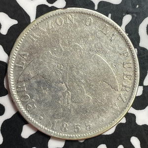 1855 Chile 50 Centavos Lot#T1254 Silver! Old Cleaning