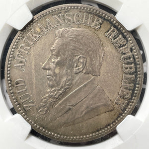 1892 South Africa 5 Shillings NGC AU58 Lot#G8368 Large Silver! Scarce! KM#8.2