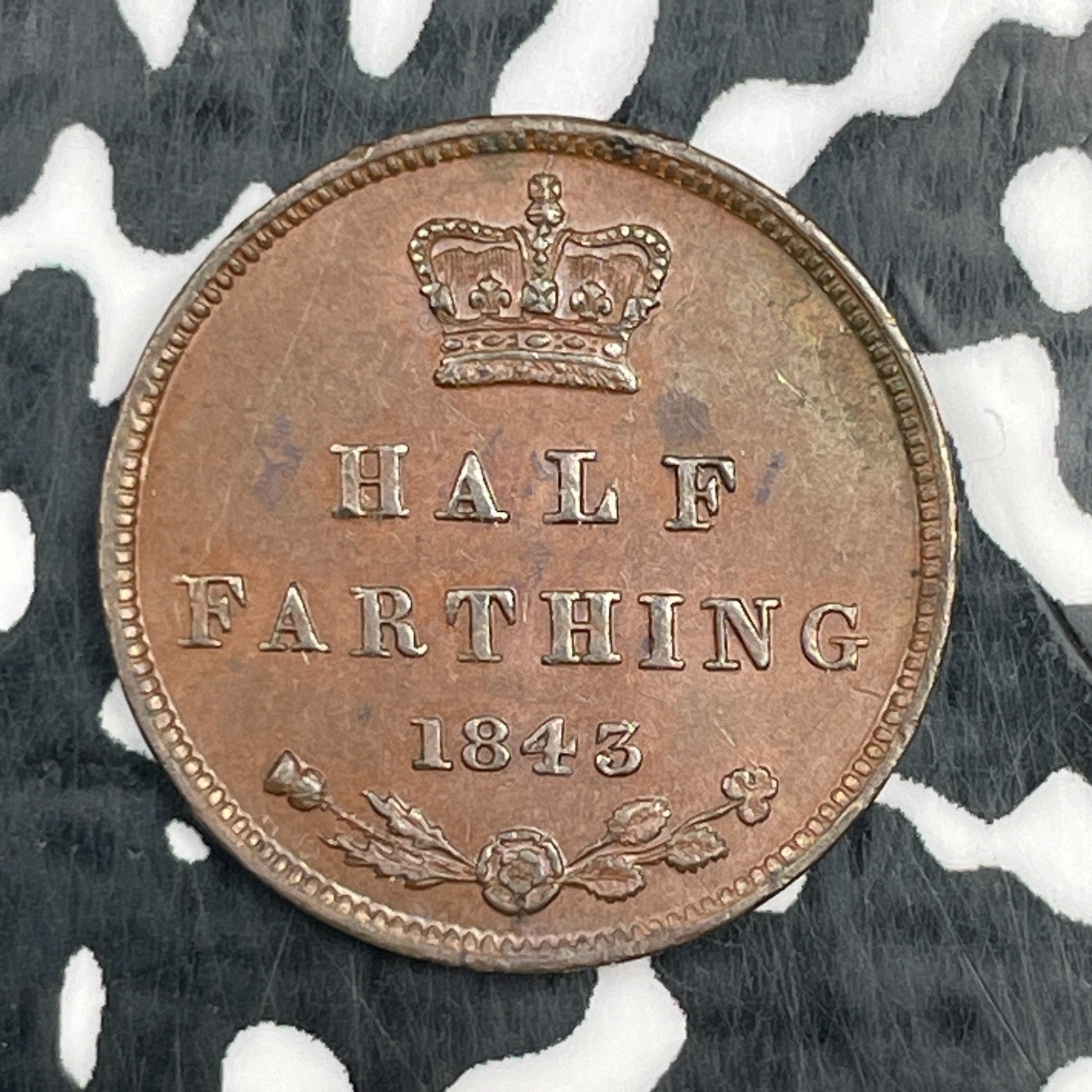 1843 Great Britain 1/2 Farthing Half Farthing Lot#N0950 Nice!