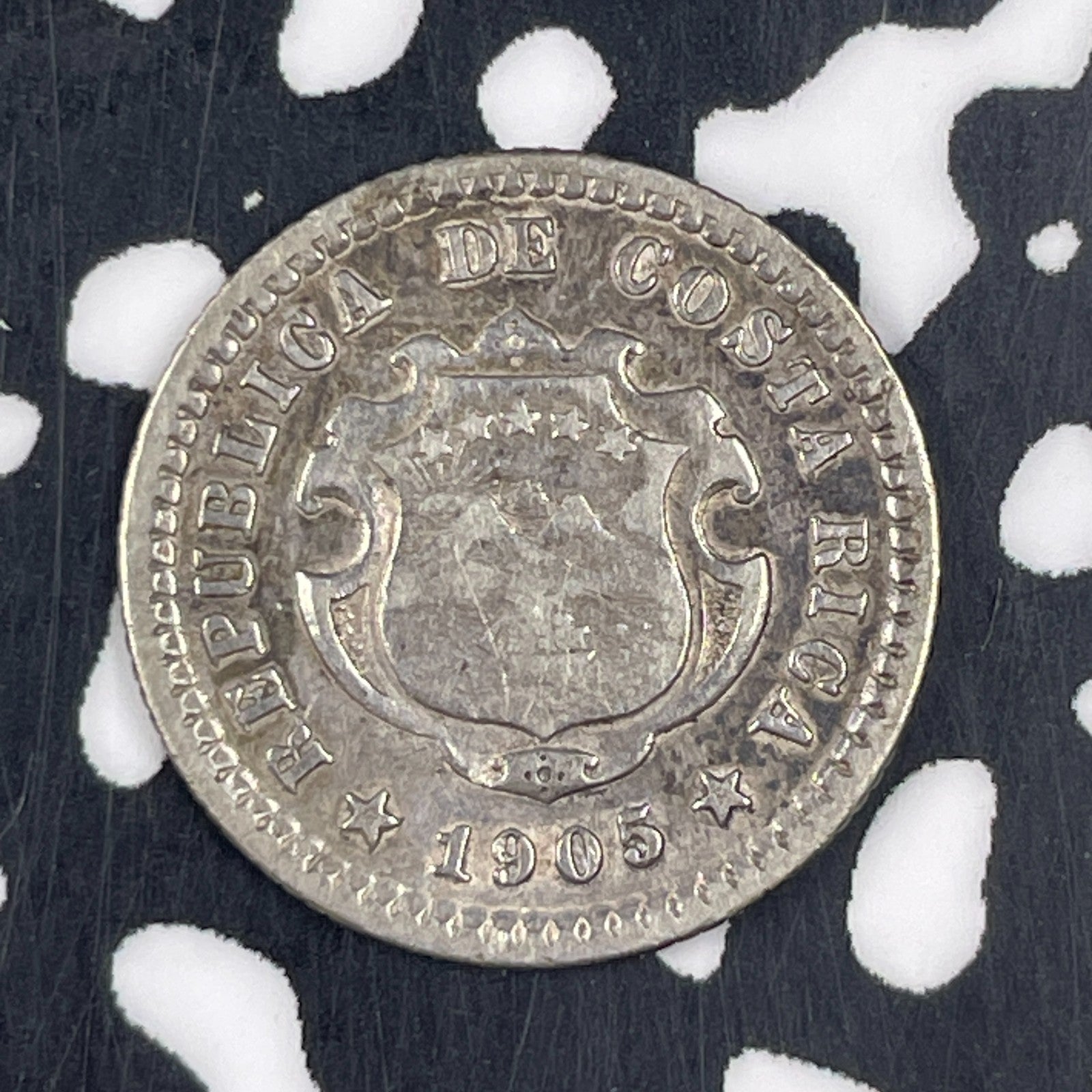 1905 Costa Rica 5 Centimos Lot#F4795 Silver!