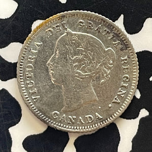 1883-H Canada 5 Cents Lot#T5931 Silver! Better Date, Old Cleaning, Nice Detail