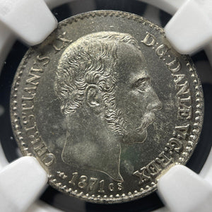 1871-CS Denmark 4 Skilling Rigsmont NGC MS66 Lot#G8932 Gem BU!