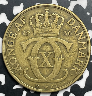 1936-NGJ Denmark 2 Kroner Lot#T9884
