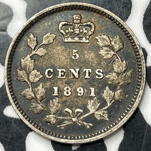 1891 Canada 5 Cents Lot#T2255 Silver! Nice!