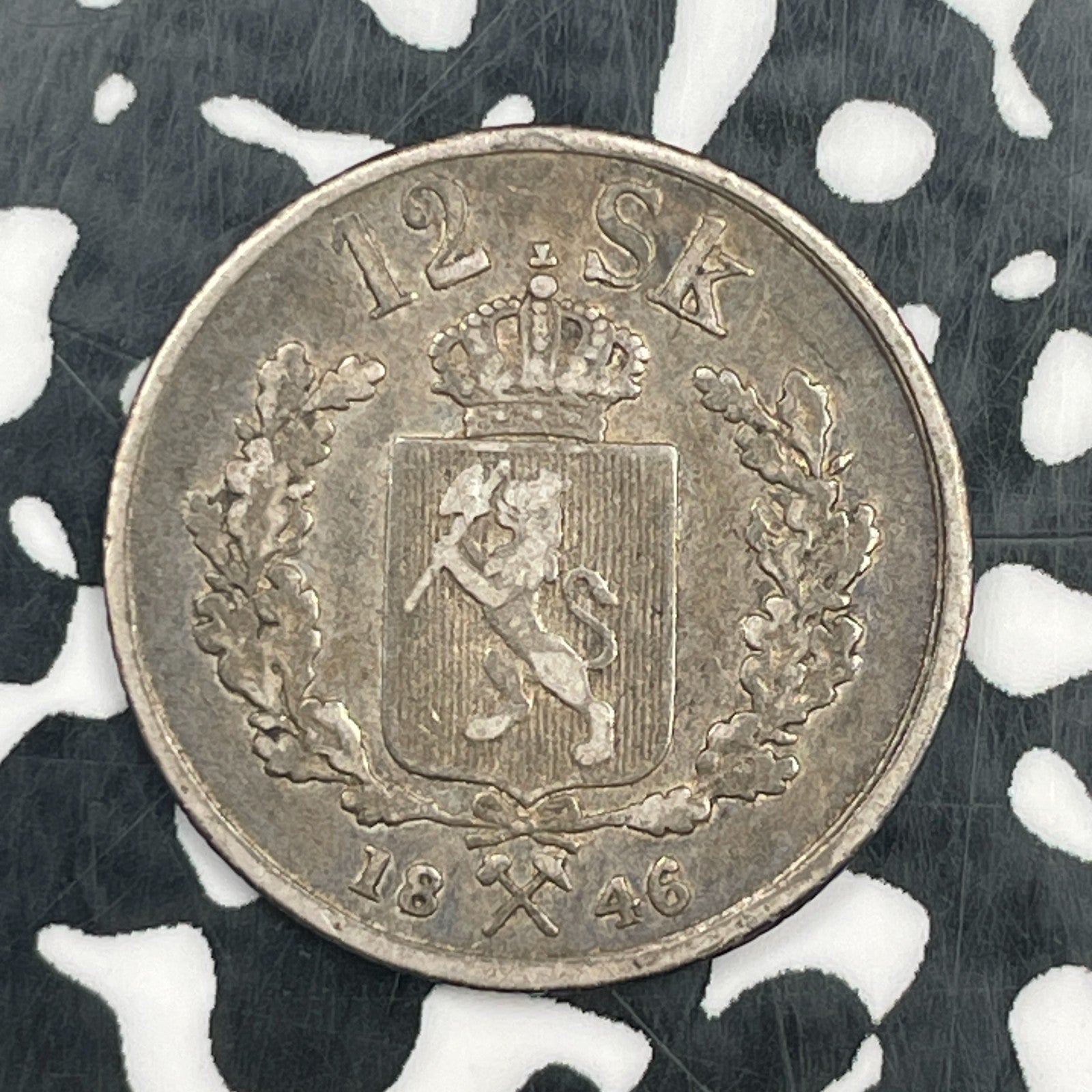 1846 Norway 12 Skilling Lot#JM2311 Silver! Scarce!