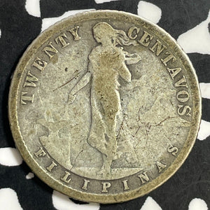 1913-S U.S. Philippines 20 Centavos Lot#E7491 Silver!