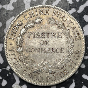 1921-H French Indo-China 1 Piastre Lot#JM7992 Large Silver! Nice!