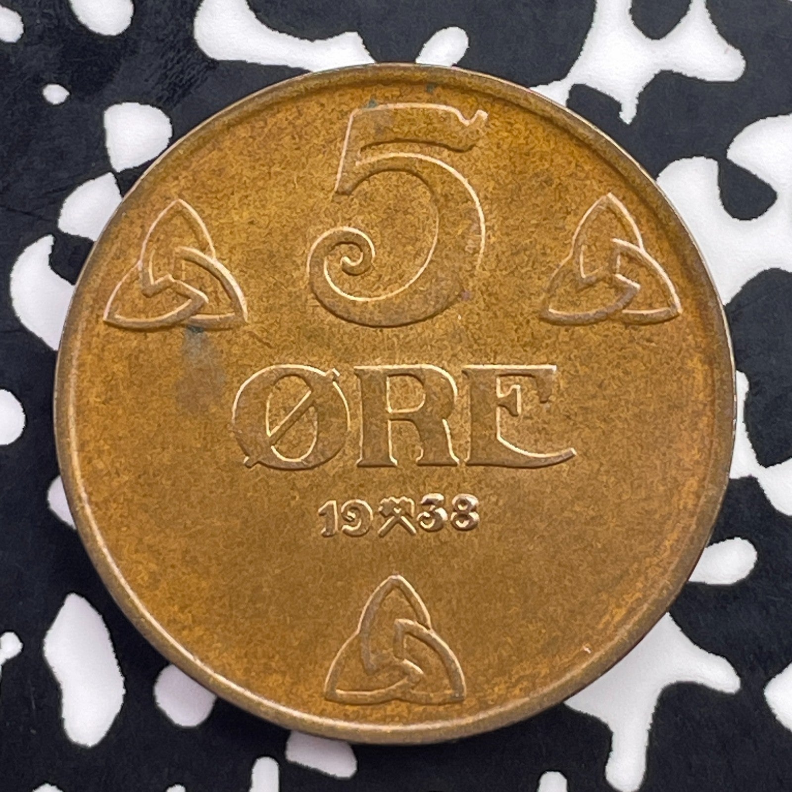 1938 Norway 5 Ore Lot#C5622 High Grade! Beautiful!