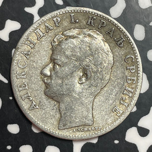 1897 Serbia 2 Dinara Lot#T2417 Silver!