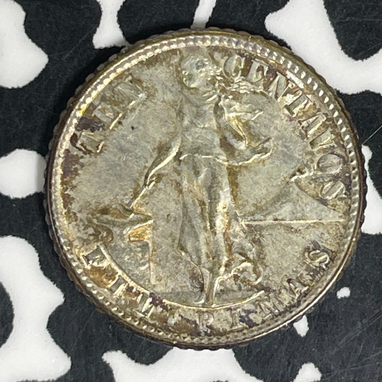 1944-D U.S. Philippines 10 Centavos Lot#C6063 Silver! High Grade! Beautiful!