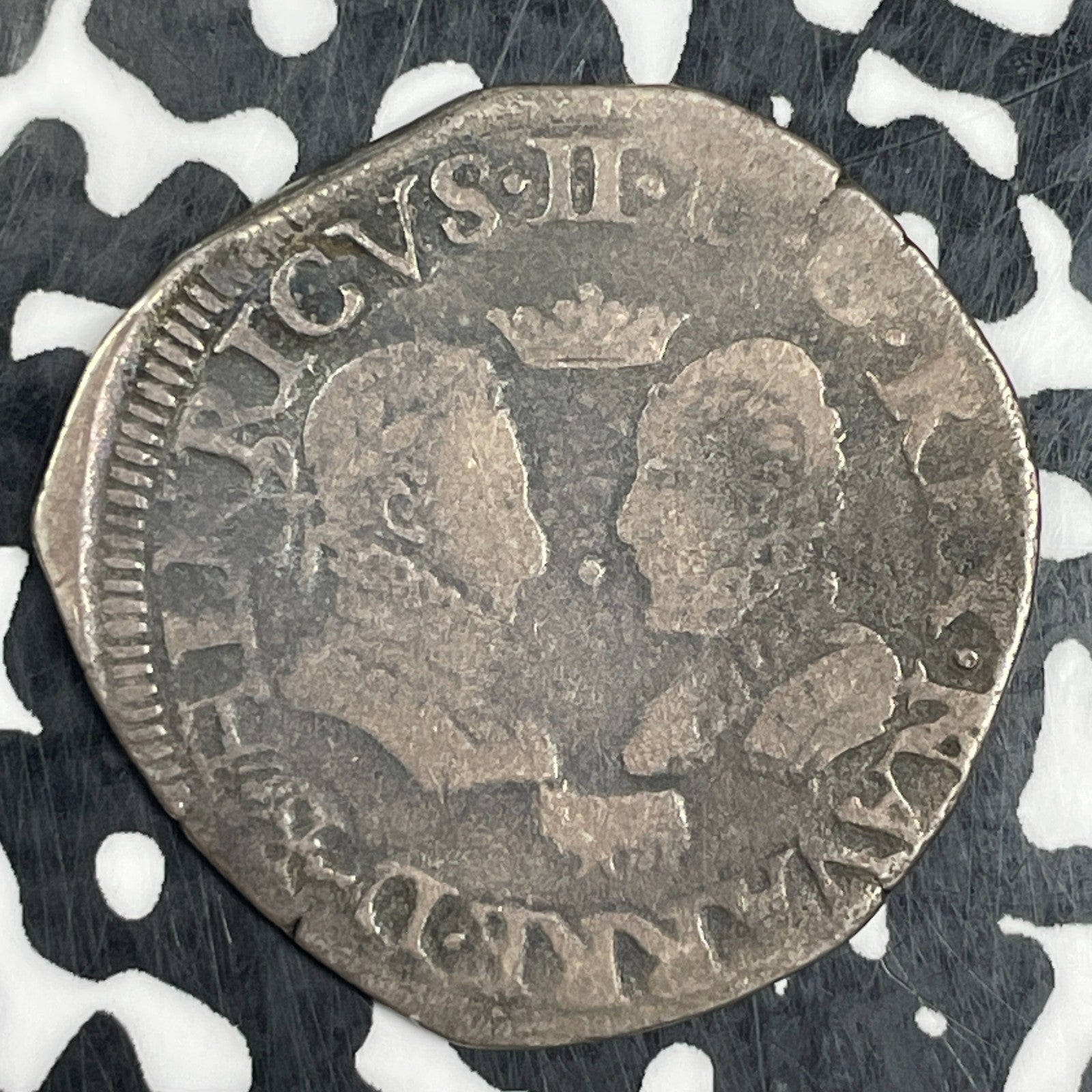 1577 France Navarre-Bearn Henry II/Marguerite Testone Lot#JM0691 Silver! Scarce!