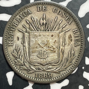 1889 Costa Rica 25 Centavos Lot#T1268 Silver!