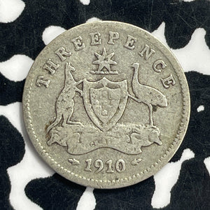 1910 Australia 3 Pence Threepence Lot#C0739 Silver!