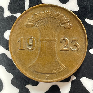 1923-J Germany 1 Pfennig Lot#T4140 Better Date