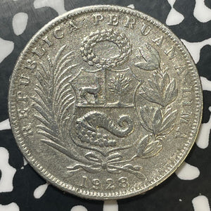 1928 Peru 1/2 Sol Half Sol Lot#T1716 Silver!