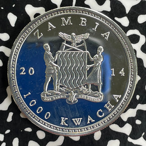 2014 Zambia 1000 Kwacha Lot#C1156 High Grade! Beautiful!