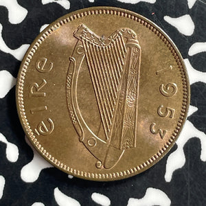 1953 Ireland 1/2 Penny Half Penny Lot#T6970 High Grade! Beautiful!