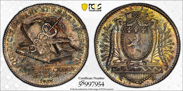1773 France Lyon Currency & Exchange Brokers Jeton PCGS MS63 Lot#G4081 Silver!