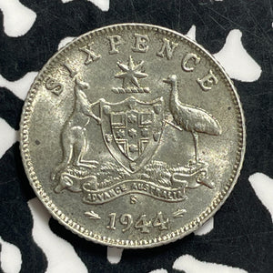1944-S Australia 6 Pence Sixpence Lot#C0501 Silver! High Grade! Beautiful!