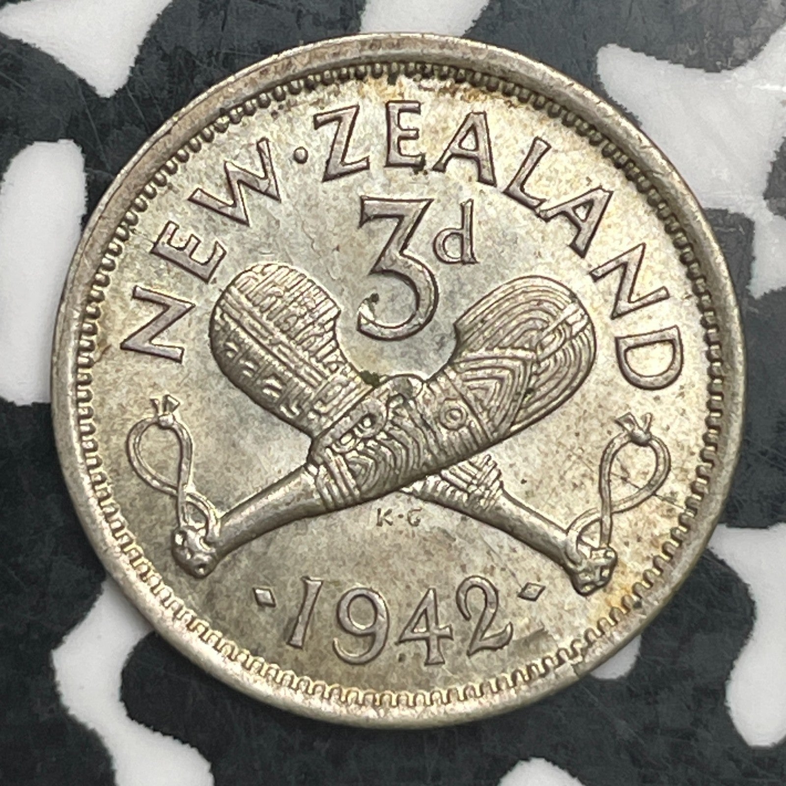1942 New Zealand 3 Pence Threepence Lot#F7258 Silver! High Grade! Beautiful!