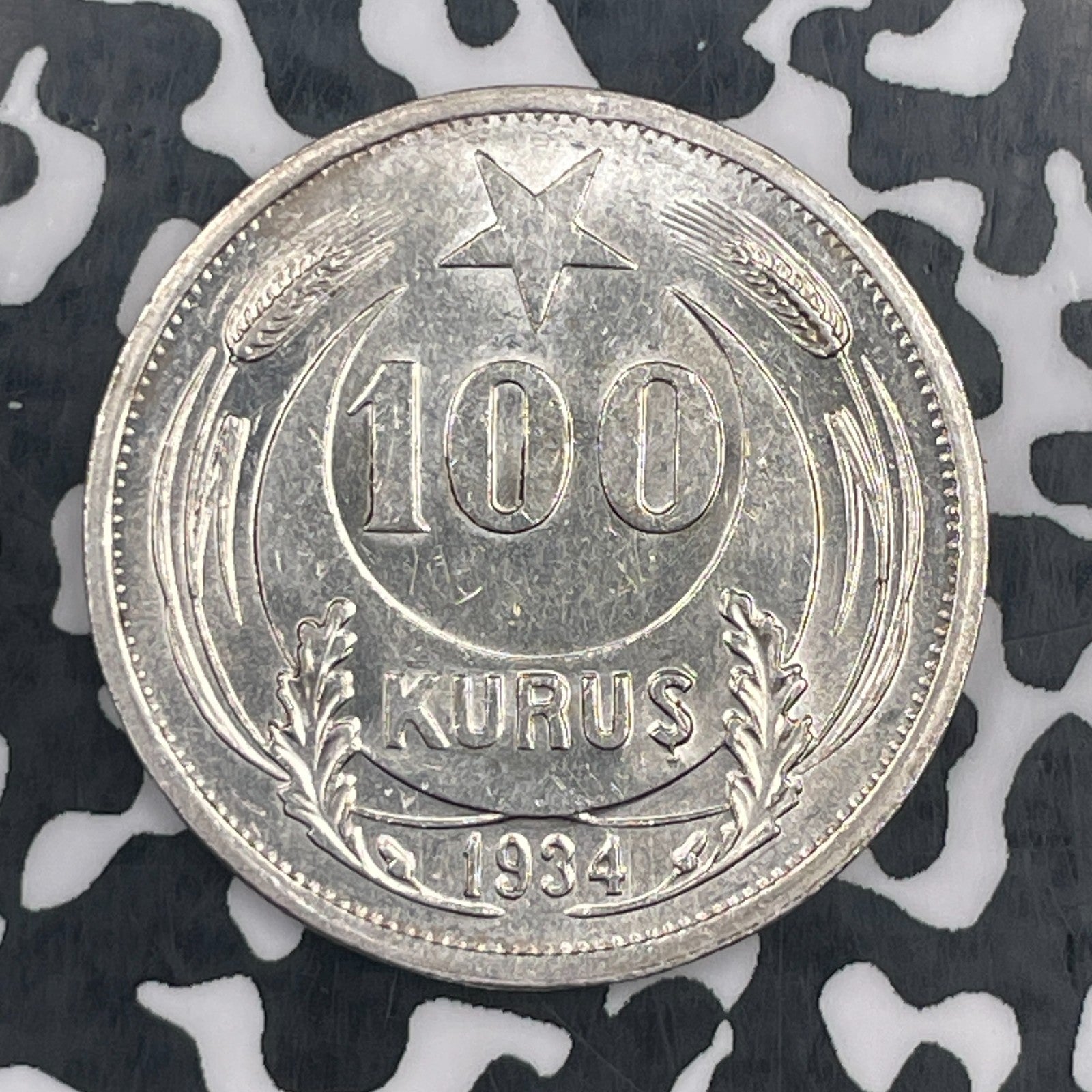 1934 Turkey 100 Kurus Lot#JM2349 Silver! Scarce! Nice!