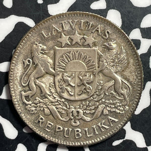 1926 Latvia 2 Lati Lot#T1367 Silver! High Grade! Beautiful!