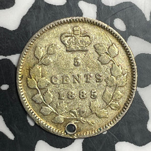 1885 Canada 5 Cents Lot#T2696 Silver! Holed