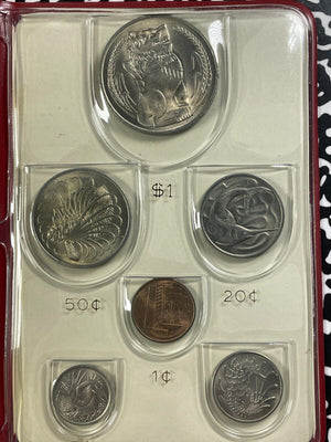 1967 Singapore New Issue 6x Coin Mint Set Lot#B2162 With Case & C.O.A.