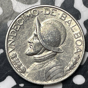 1930 Panama 1/10 Balboa Lot#E8844 Silver! Nice!