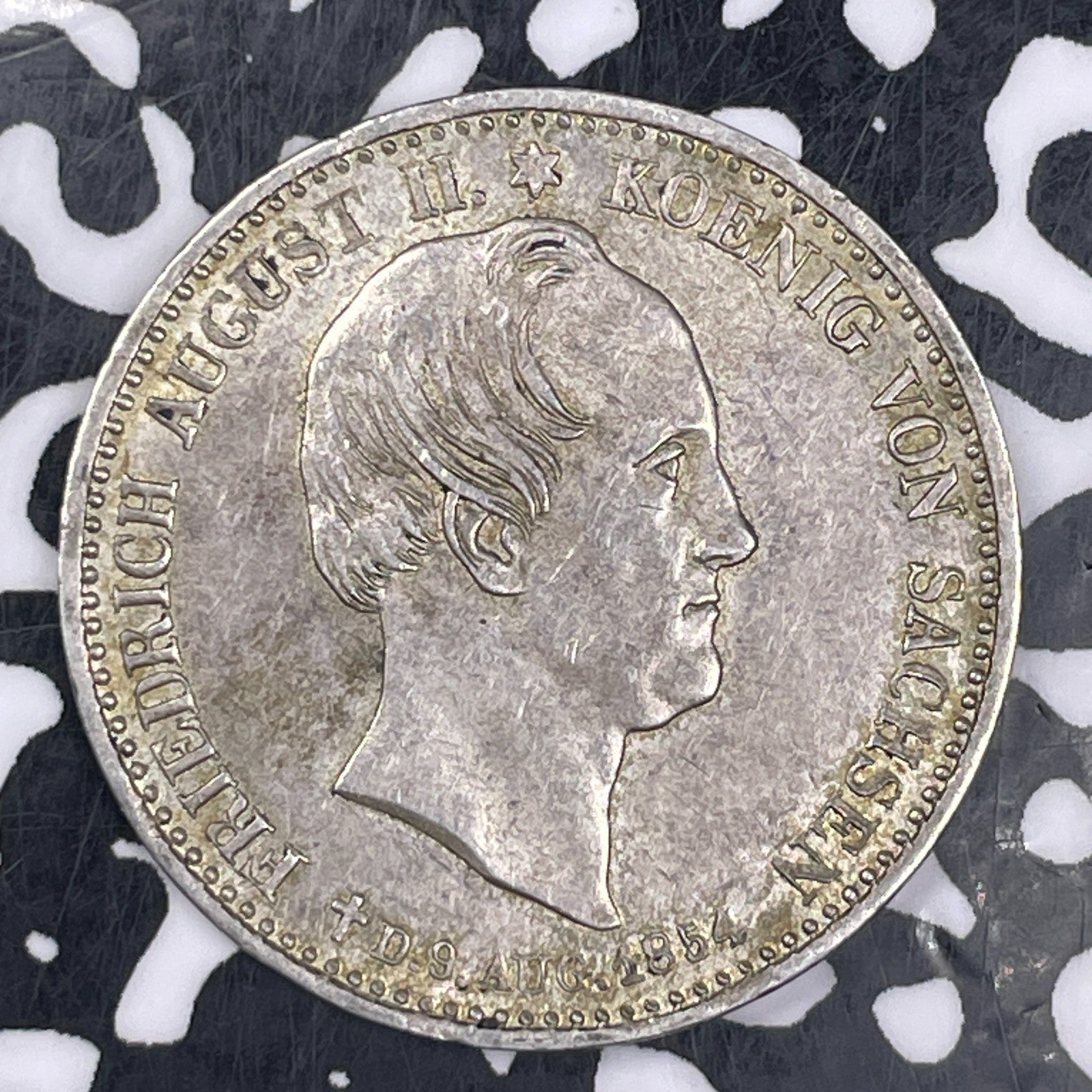 1854-F Germany Saxony Friedrich August II Death 1/3 Thaler Lot#JM0660 Silver!