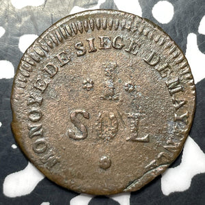 1793 Germany Mainz 1 Sol Lot#JM8331 Nice! Siege Issue!