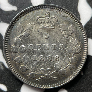 1886 Canada 5 Cents Lot#JM6983 Silver! Nice Detail, Old Cleaning